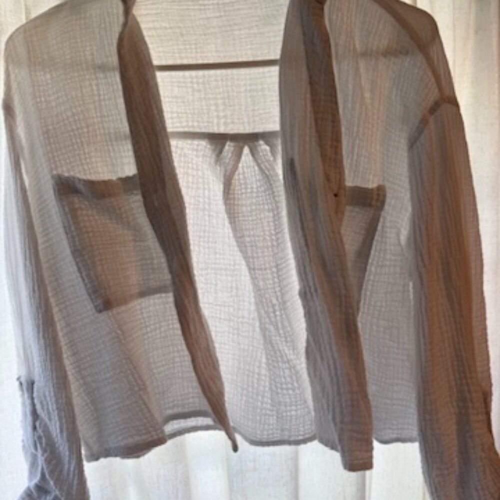 Love Notes White Sheer Gauze Button-Up Shirt – Size M